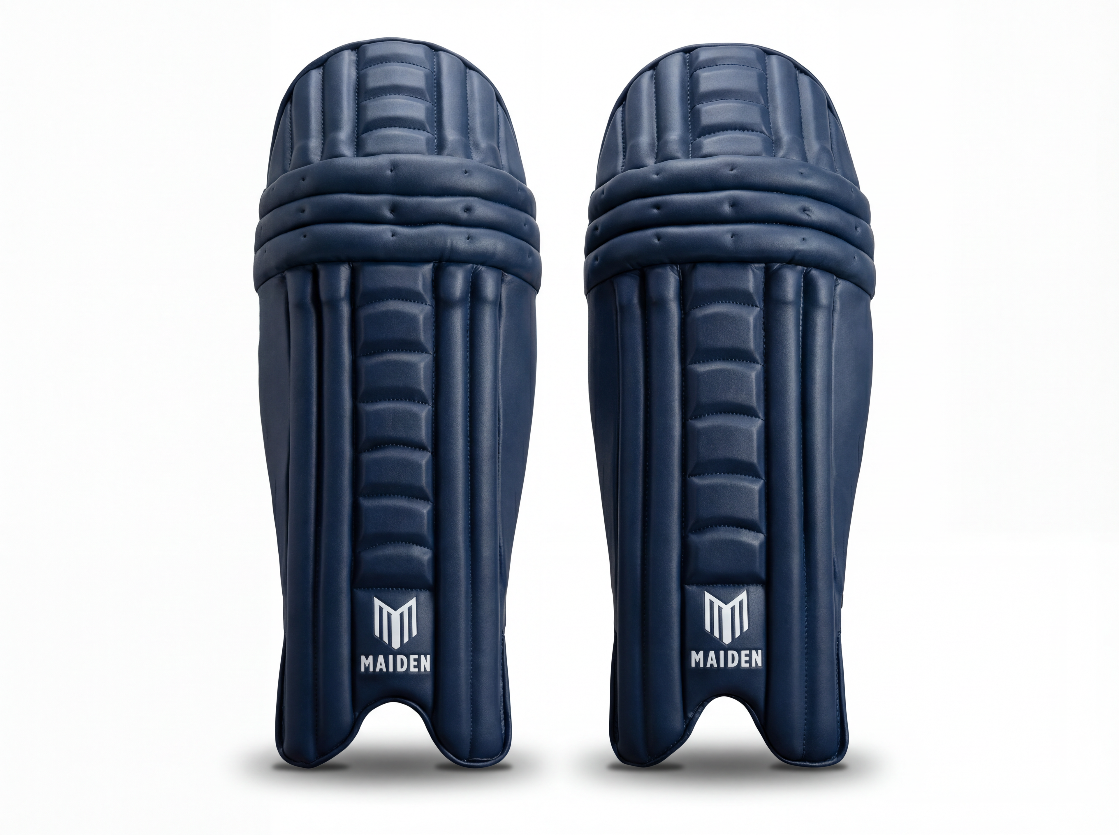 Maiden Cricket navy batting pads for women and girls, front view