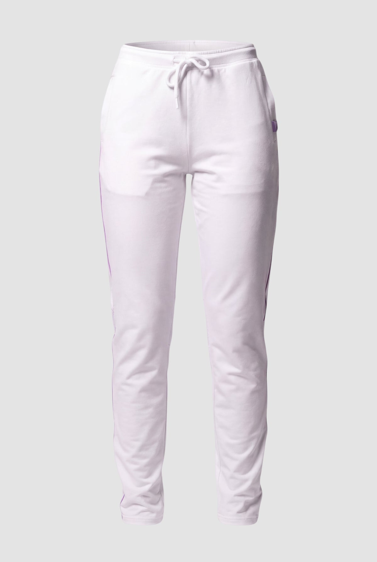 Maiden Cricket girls' white cricket trousers with a flat-front waistband, waist tie, and subtle side detailing.