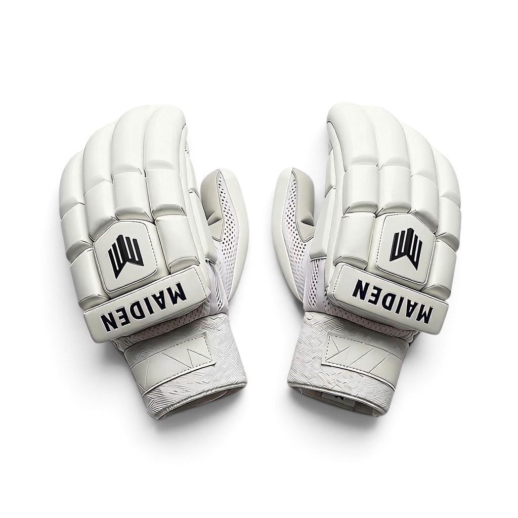 Maiden Cricket Mia Rogers limited edition white batting gloves for women with pre-curved fingers and airflow zones