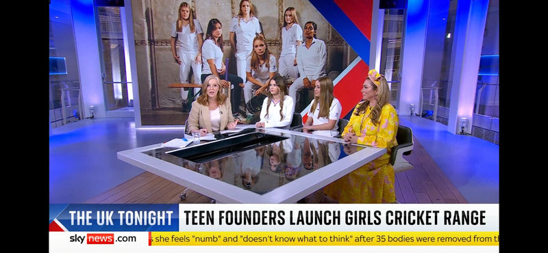 Women's cricket kits highlighted by Maiden Cricket founders on Sky News.